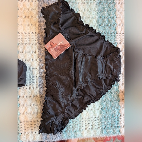 Smart And Sexy Black Ruffle Bikini Bottoms Size Large NWT - Picture 6 of 7